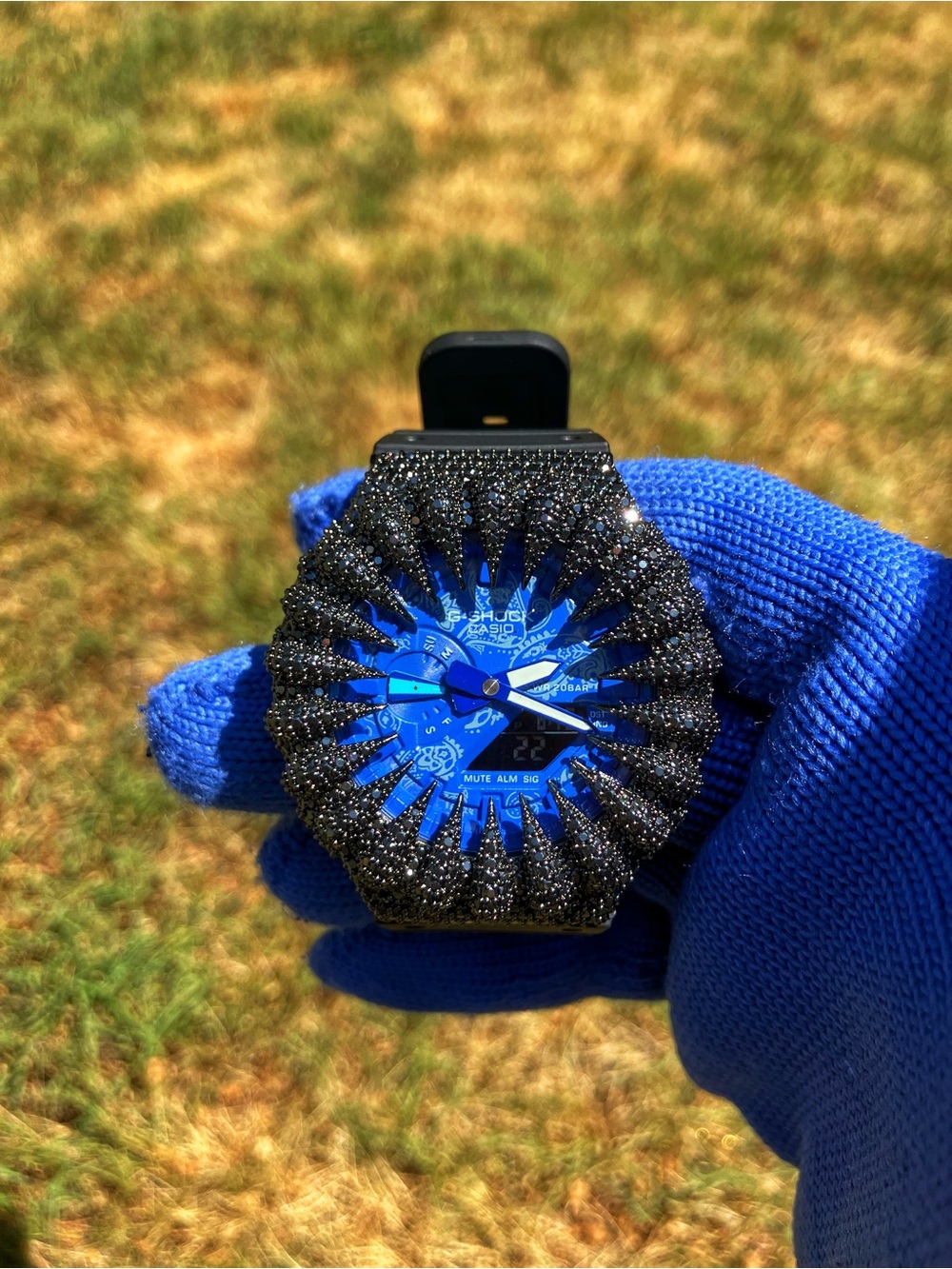 BUSSDOWN Moissanite Custom G Shock Blue Pattern Colorway